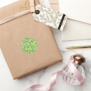 Sticker Rond Roses sauvages en jaune et vert