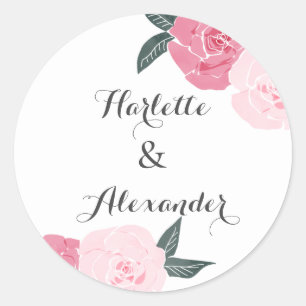 Sticker Rond Roses sauvages roses