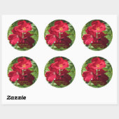 Sticker Rond Roses simples rouges (Feuille)