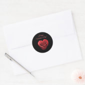 Sticker Rond Roses-Valentines rouges en forme de coeur - (Enveloppe)