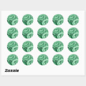 Sticker Rond ROSES VERTS MINT - Sceau d'enveloppe Mariage (Feuille)
