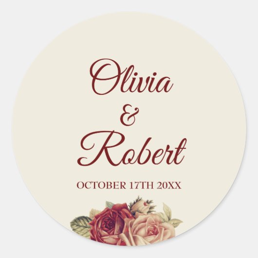 Sticker Rond Roses vintages (Devant)