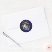 Sticker Rond ROSES vintages ET FLEURS EN BLEU (Enveloppe)