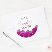 Sticker Rond Roses Violettes Fleuries Élégantes Mariage (Enveloppe)