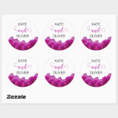 Sticker Rond Roses Violettes Fleuries Élégantes Mariage (Feuille)