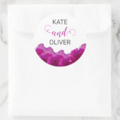 Sticker Rond Roses Violettes Fleuries Élégantes Mariage (Sac)