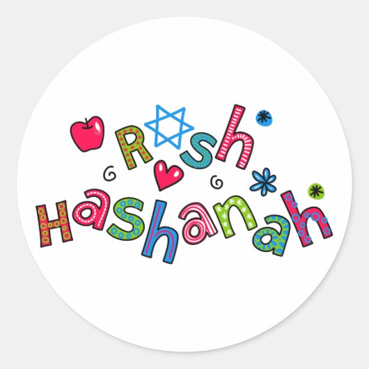 Sticker Rond Rosh Hashanah Juif Nouvel An Texte Salutation (Devant)