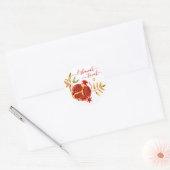 Sticker Rond Rosh Hashanah Rouge or grenade Aquarelle (Enveloppe)