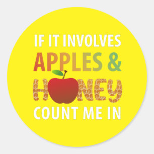 Sticker Rond Rosh Hashanah - s'il s'agit de pommes et de miel