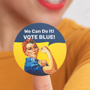 Sticker Rond Rosie la riveteuse   Bleu voté