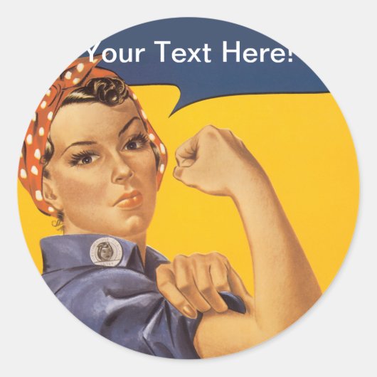 Sticker Rond Rosie le Riveter Nous pouvons le faire! Votre text (Devant)