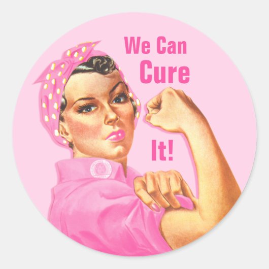 Sticker Rond Rosie Riveter Cancer personnalisé (Devant)