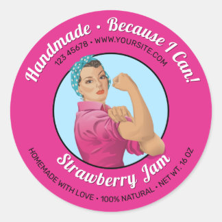 Sticker Rond Rosie the Riveter Jar Lid