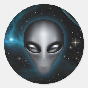 Sticker Rond Roswell Alien II (autocollant)