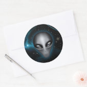 Sticker Rond Roswell Alien II (autocollant) (Enveloppe)