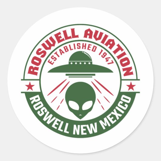 Sticker Rond Roswell Aviation Fondée en 1947 (Devant)