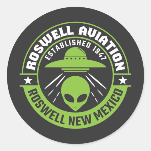 Sticker Rond Roswell Aviation Fondée en 1947 (Devant)