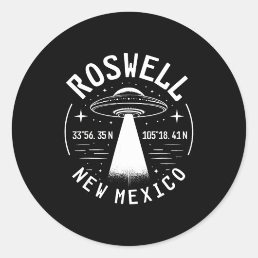 Sticker Rond Roswell New Mexico Alien Ufo Area 51  (Devant)