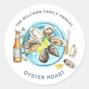 Sticker Rond Rôti d'huîtres d'été   Cuisson de fruits de mer en