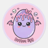Sticker Rond Rotten Egg Pastel Goth Easter Kawaii Pink Lavender (Devant)
