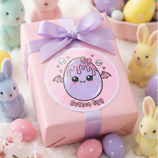 Sticker Rond Rotten Egg Pastel Goth Easter Kawaii Pink Lavender