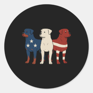 Sticker Rond Rottweiler 4 juillet amateur de chiens Hommes Drap