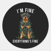 Sticker Rond Rottweiler Christmas I'm Fine Everything Is Fine (Devant)