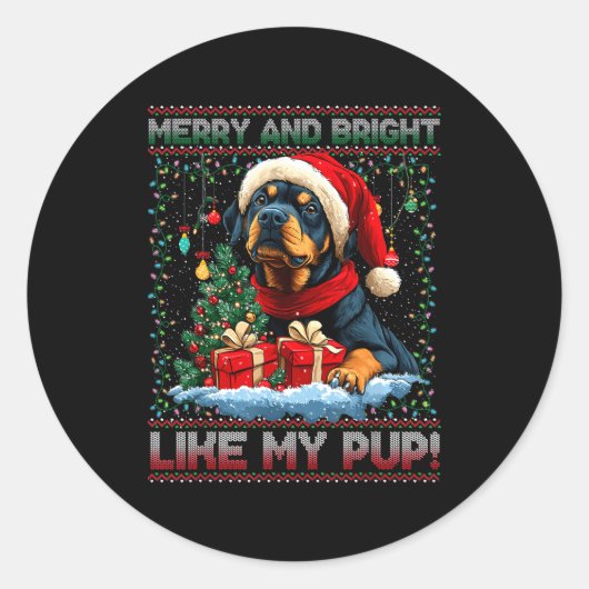 Sticker Rond Rottweiler Christmas Tree Decorations Dog Lover Xm (Devant)