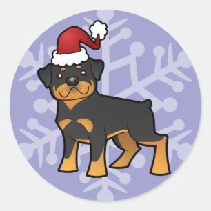 Sticker Rond Rottweiler de Noël