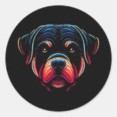 Sticker Rond Rottweiler Dog Face (Devant)