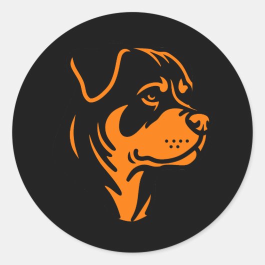 Sticker Rond Rottweiler Dog Face – Bold Line Art (Devant)