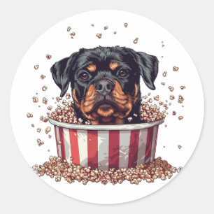 Sticker Rond Rottweiler Dog Movie Popcorn Bucket
