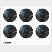 Sticker Rond Rottweiler Halloween Effrayant (Feuille)