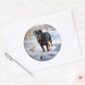 Sticker Rond Rottweiler Laisser neiger Noël (Enveloppe)