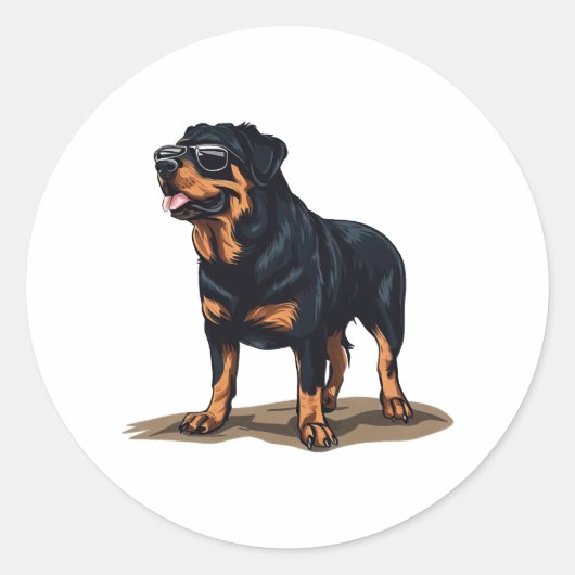 Sticker Rond Rottweiler L'Explorateur (Devant)