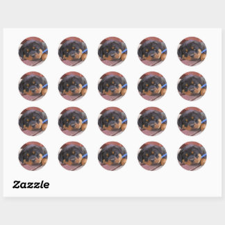 Sticker Rond Rottweiler Puppy