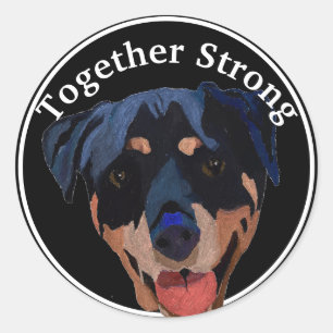 Sticker rond Rottweiler solide confiance