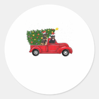 Sticker Rond Rotweiler Chien Noël sur Red Car Truck wi