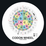 Sticker Rond Roue Codon (ARN Codons Amino Acids)<br><div class="desc">Pas une roue de fortune,  mais une roue de codon. Profitez d'un plaisir éducatif et scientifique avec l'un de ces cadeaux avec codons d'ARN et leurs acides aminés respectifs. Faites que d'autres fassent une double prise avec une dose d'attitude de biologie moléculaire aujourd'hui!</div>