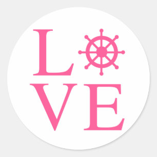 Sticker Rond Roue de bateau de l'amour rose et blanc Mariage na