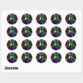 STICKER ROND ROUE DE COULEUR DE PAIX (Feuille)