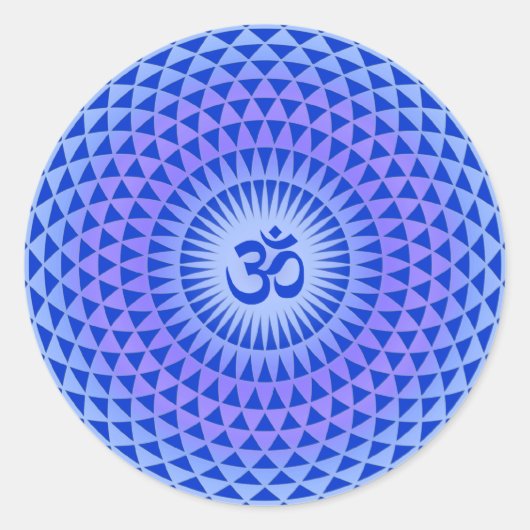 Sticker Rond Roue de méditation de fleurs de Lotus pourpre OM (Devant)