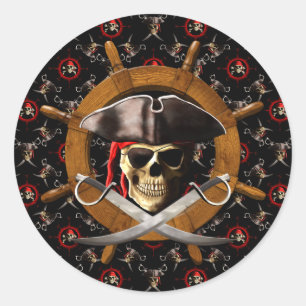 Sticker Rond Roue de pirate de jolly roger
