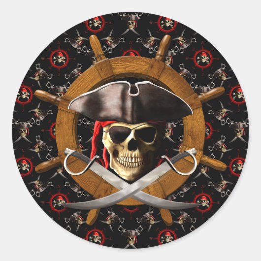 Sticker Rond Roue de pirate de jolly roger (Devant)
