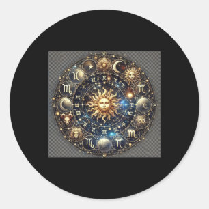 Sticker Rond Roue du zodiaque céleste – Conception d'astrologie