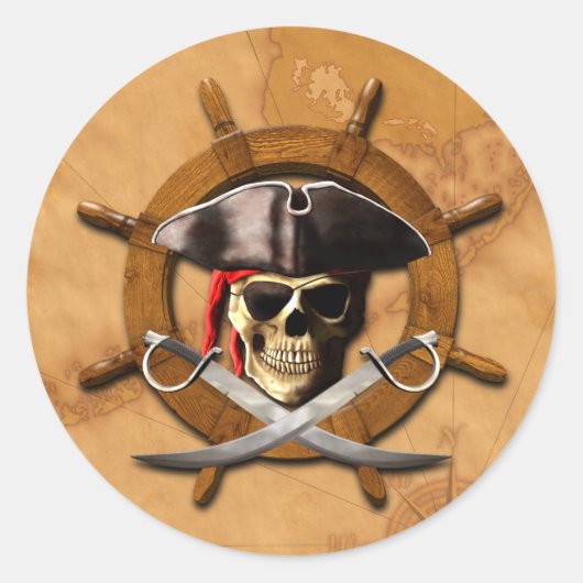 Sticker Rond Roue jolly roger pirate (Devant)
