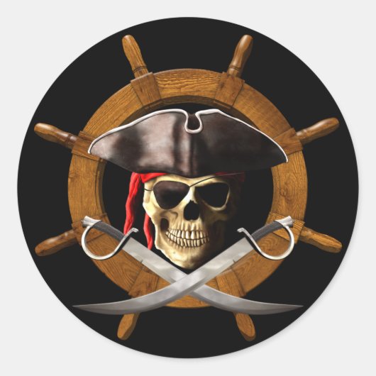 Sticker Rond Roue jolly roger pirate (Devant)