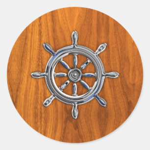 Sticker Rond Roue nautique sur la chaussée de teck