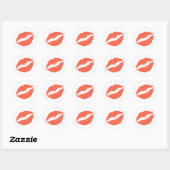 Sticker Rond Rouge à lèvres empreinte de tomate (Feuille)