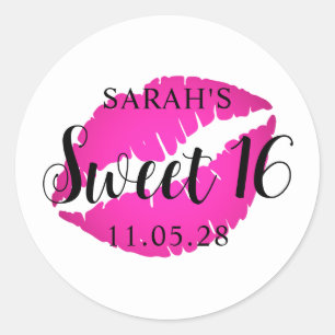 Sticker Rond Rouge à lèvres ombré rose chaud Sweet 16